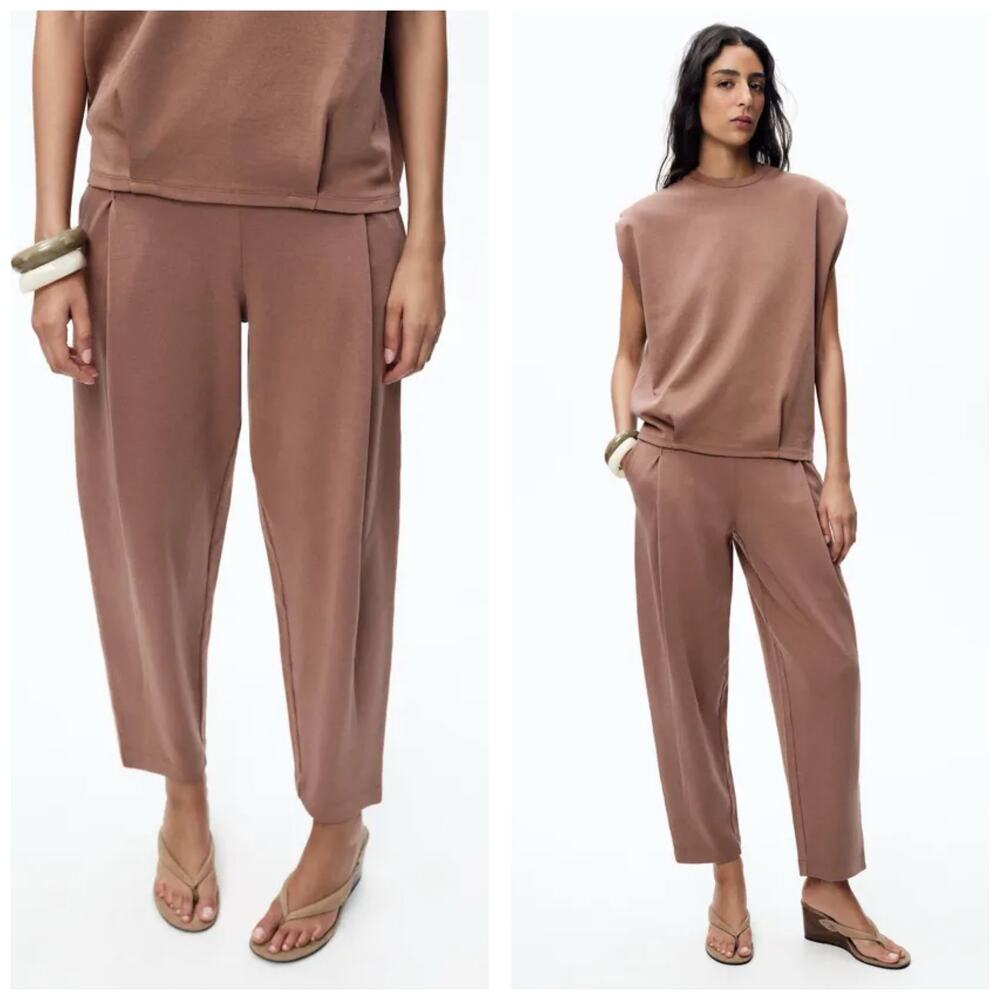 Zara Maeve Barrel Pants Size Small Pullon Sweatpants Comfort Pleated 4174/198